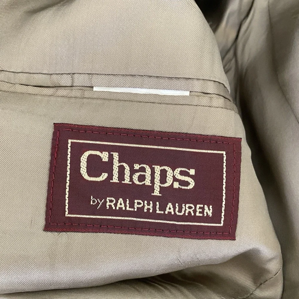 VTG Chaps Ralph Lauren Blazer Men 41R Olive Brown Houndstooth Canada Coat Wool